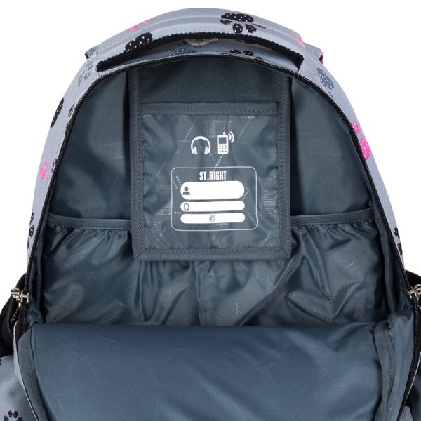 Schulrucksack - Pfötchen grau-rosa 23 l