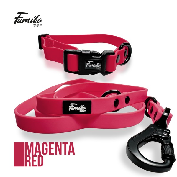 Fumiko® Halsband & Leine Kombi Magenta Red aus Biothane