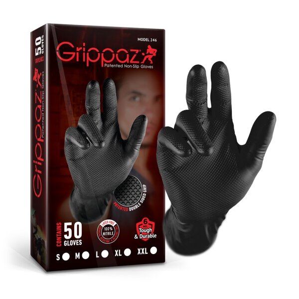 Grippaz schwarz Nitril-Handschuhe Größe M (50 Stück)