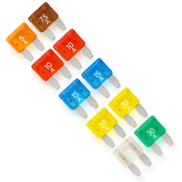 KFZ Sicherungen Mini 5A - 30A 12V Flachsicherungen Standard Autosicherungen