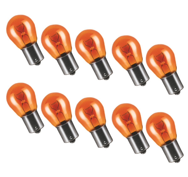 10x PY21W Premium BAU15s Orange 12 V 21 Watt Kugellampe Blinkerlampe