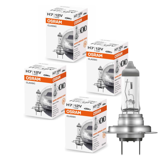 4 Stück H7 12V 55W PX26d Classic OSRAM - Halogenlampen für Auto, Motorrad