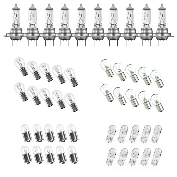Autolampen Set 50 tlg. H7 R5W W5W Glühbirne Standlicht Rückleuchte Bremslicht 12V 21W 21/5W