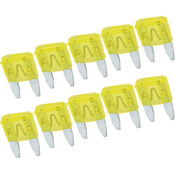 10x Mini Flachstecksicherung 20A (gelb)