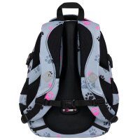 Schulrucksack - Pfötchen grau-rosa 23 l