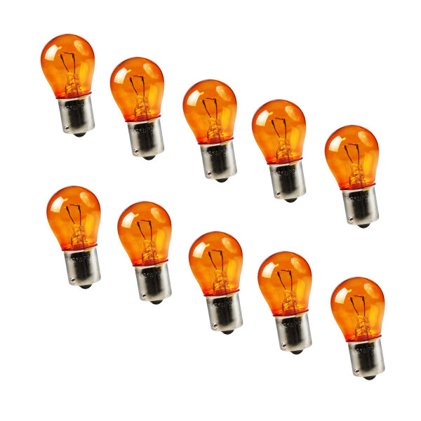 10x Glühlampe 12V 21W BA15s Orange Auto Motorrad Blinker