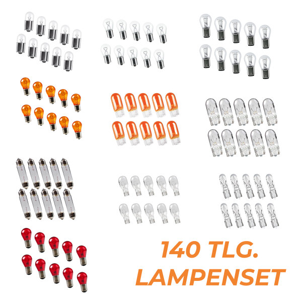 Lampenset 140x KFZ Beleuchtung Set 12V Glühlampe Autolampen 140 Stück